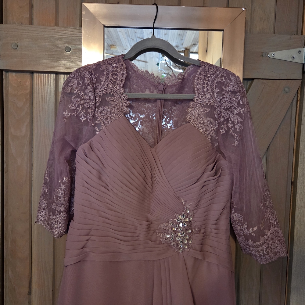 JJs House Mauve Long Sleeve Dress with Overlay